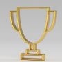 Golden trophy Cup sign isolated On Gray White Background. For website, social media, presentation, design template element. Victory, business success, leadership and achievement concept. 3d render